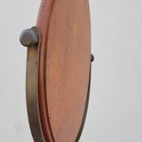 Psyche barber mirror with tripod base in cherry wood with system