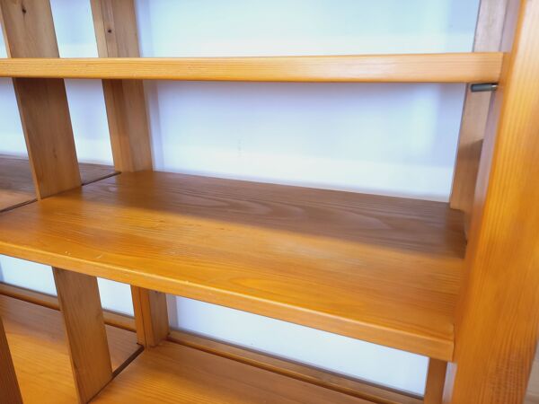Grande bibliothèque modulable de 6 parties avec 30 étagères vintage en bois