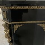 Meuble Napoléon III en bois noir et marqueterie de bois clair XIX siècle