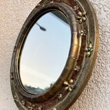 Round mirror in worked copper, Italy 1950