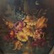 Peinture huile sur panneau ovale fleurs