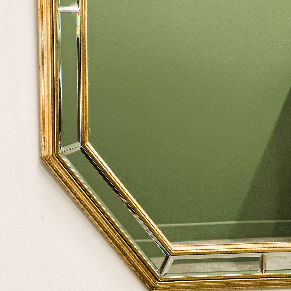 Large octagonal bevelled mirror by De Knudt, Belgium, 1980s