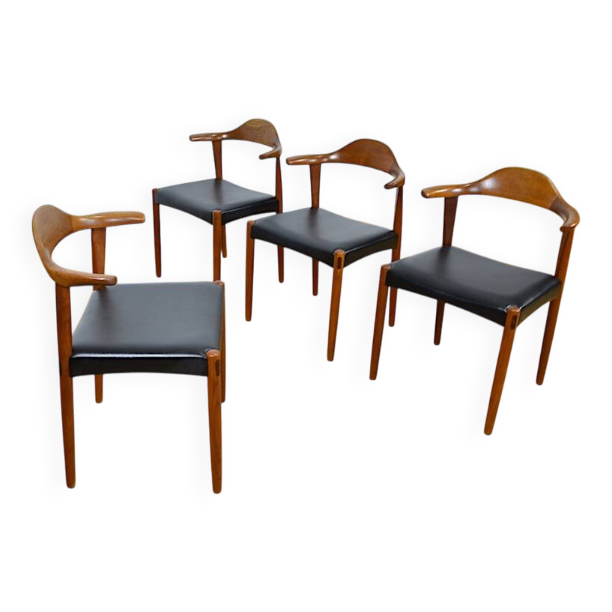 4 Fauteuils Danois en Teck Jacob Hermann  Randers Mobelfabrik 1960