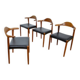 4 Fauteuils Danois en Teck Jacob Hermann  Randers Mobelfabrik 1960