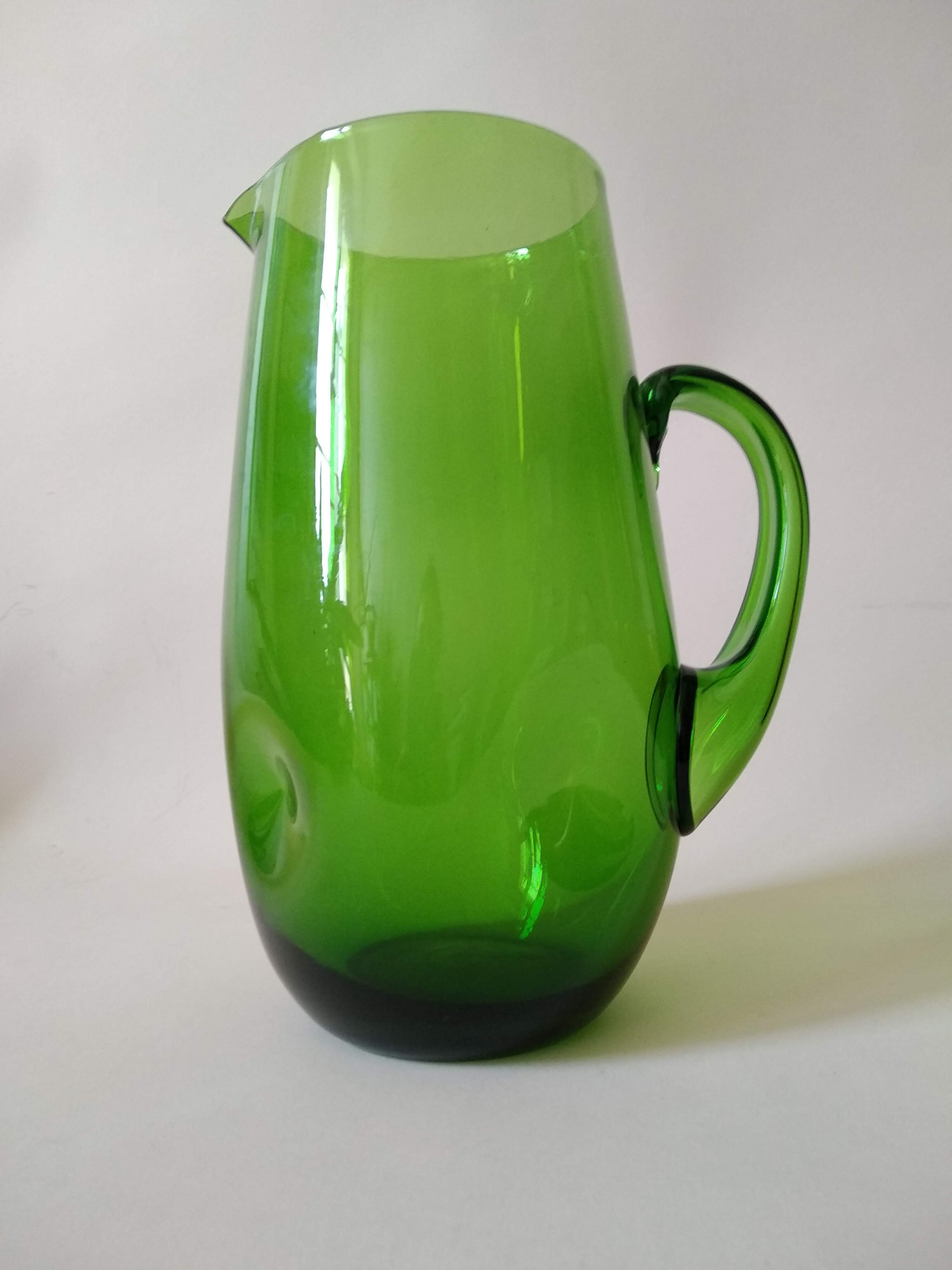 Pitcher and glasses in blown glass vintage 60s