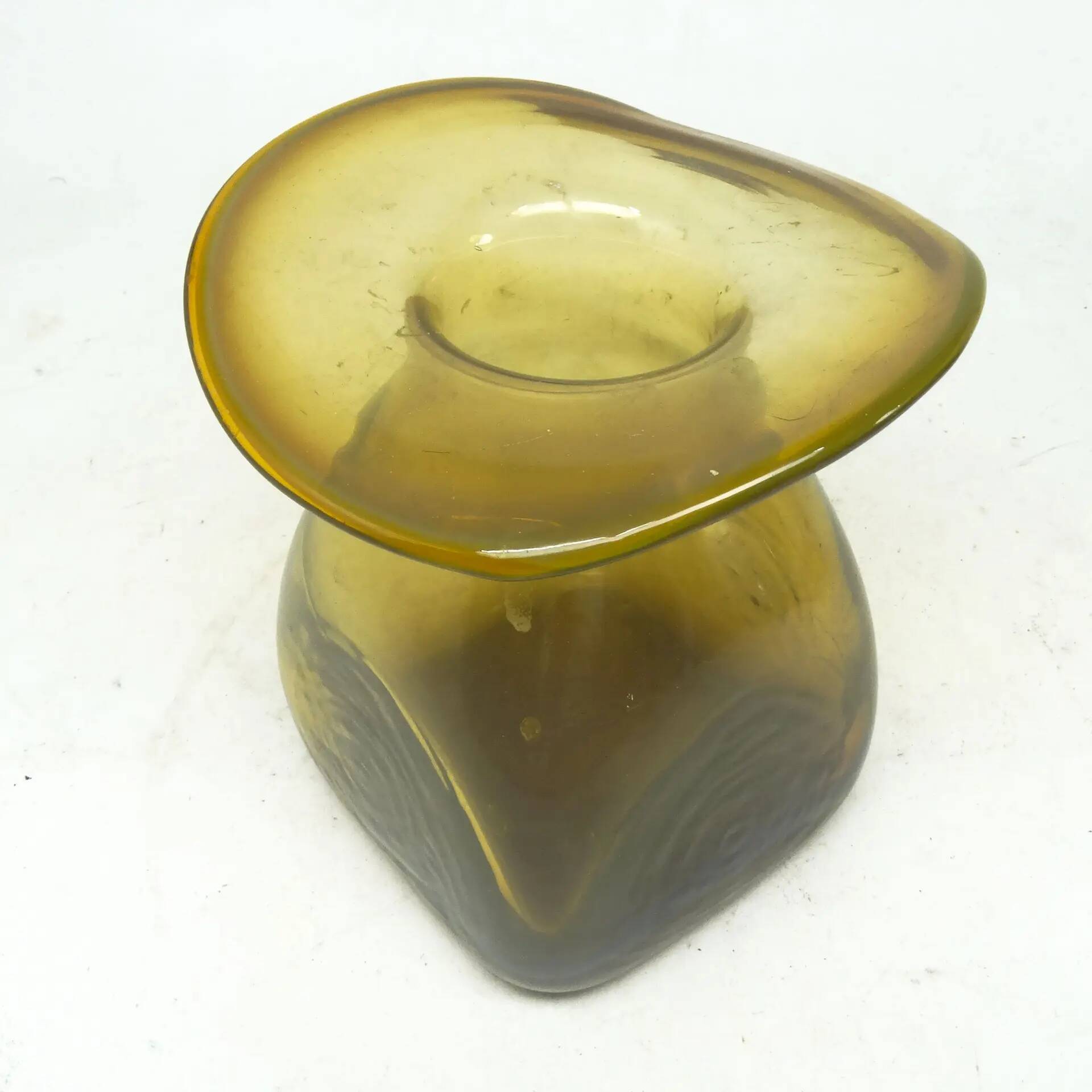 Hat vase, mid-century modern, glass, Poland, 1970s