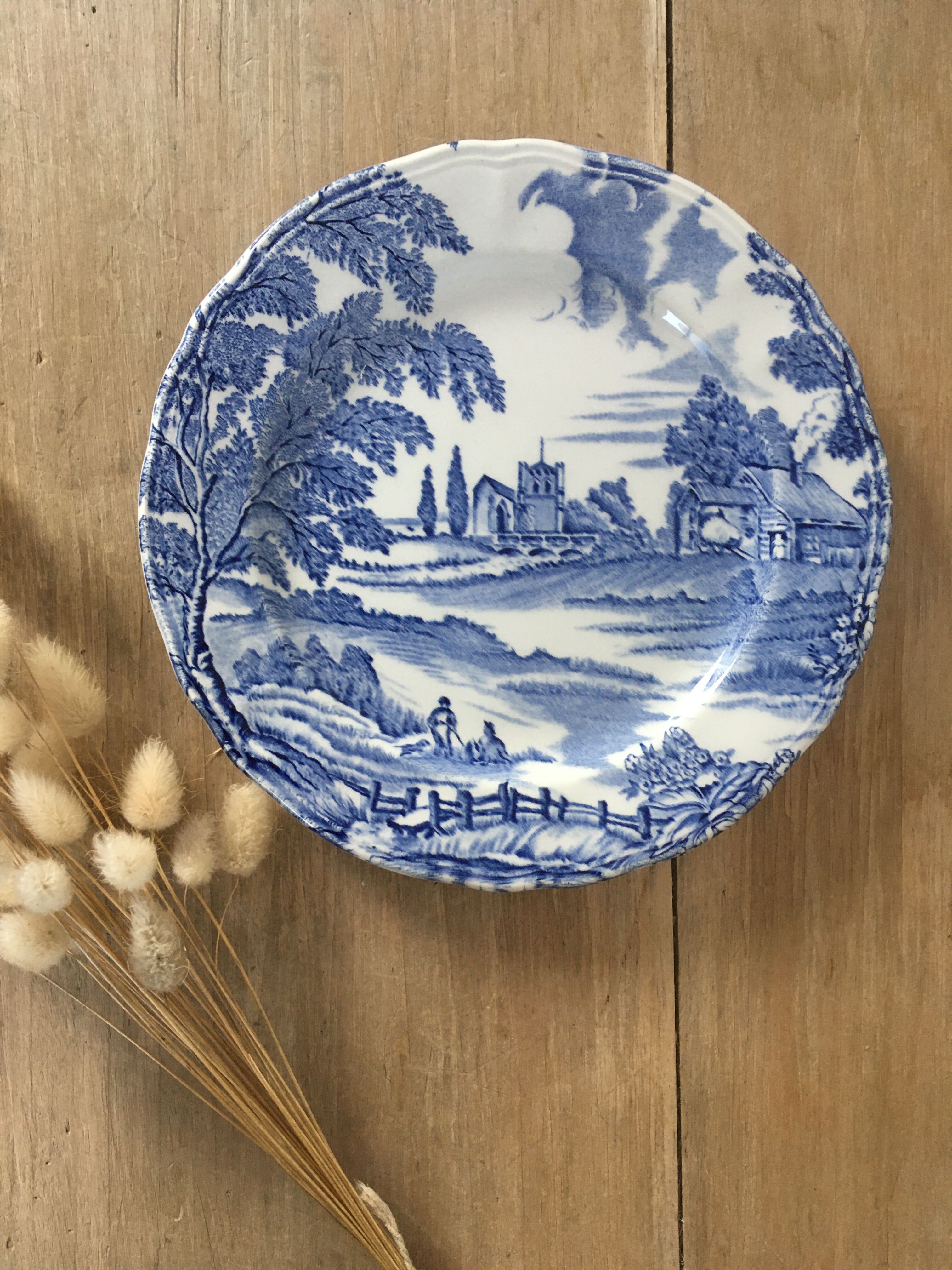 Blue English dessert plates