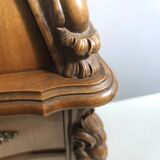 Vintage Baroque Solid Walnut Dresser with Inlaid Designs, Italy