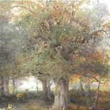 Ludwig Sellmayr - Stag with doe and fawn in the forest around 1880