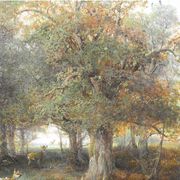Ludwig Sellmayr - Stag with doe and fawn in the forest around 1880