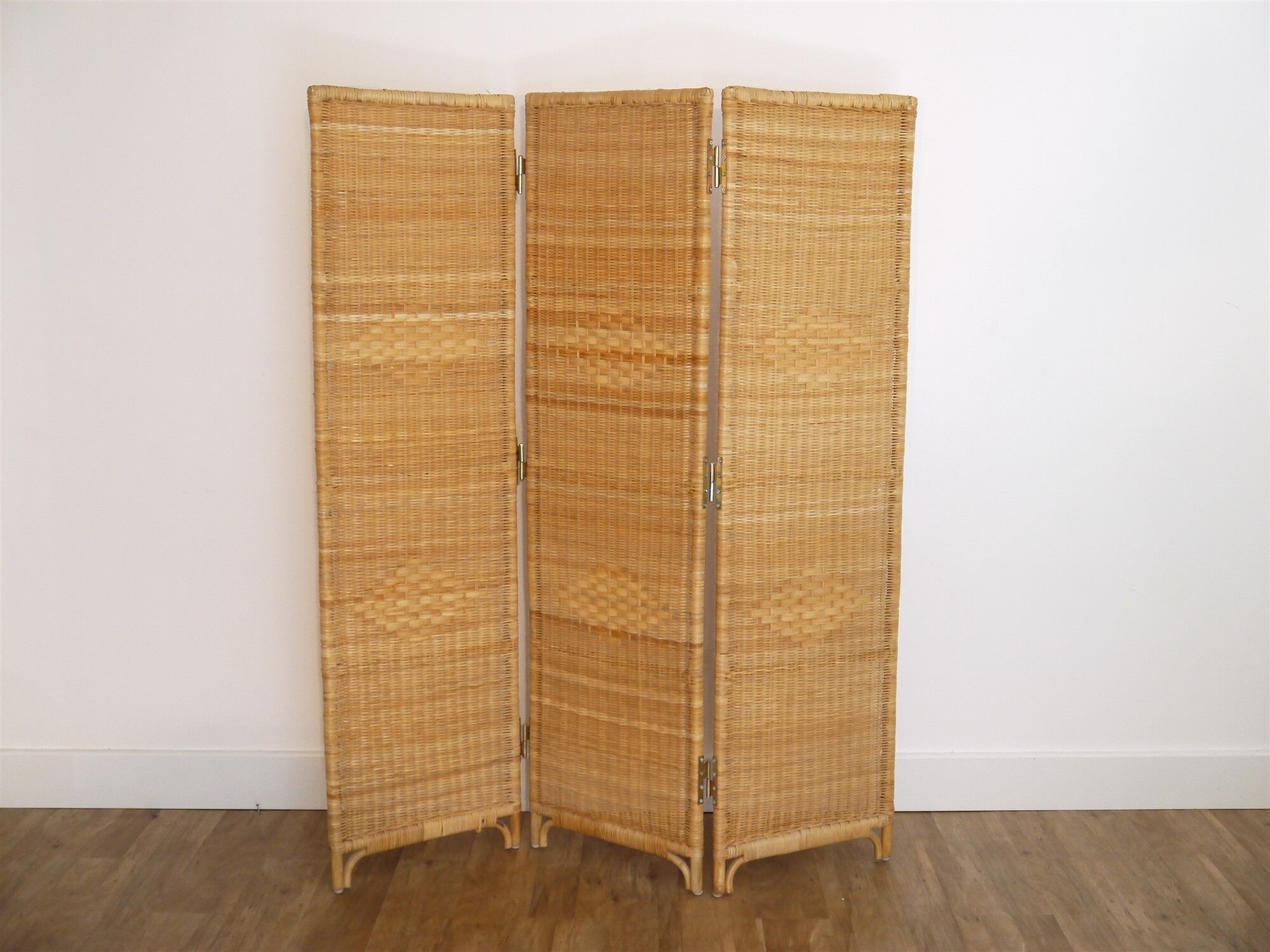 Vintage screen in rattan and wood 1960