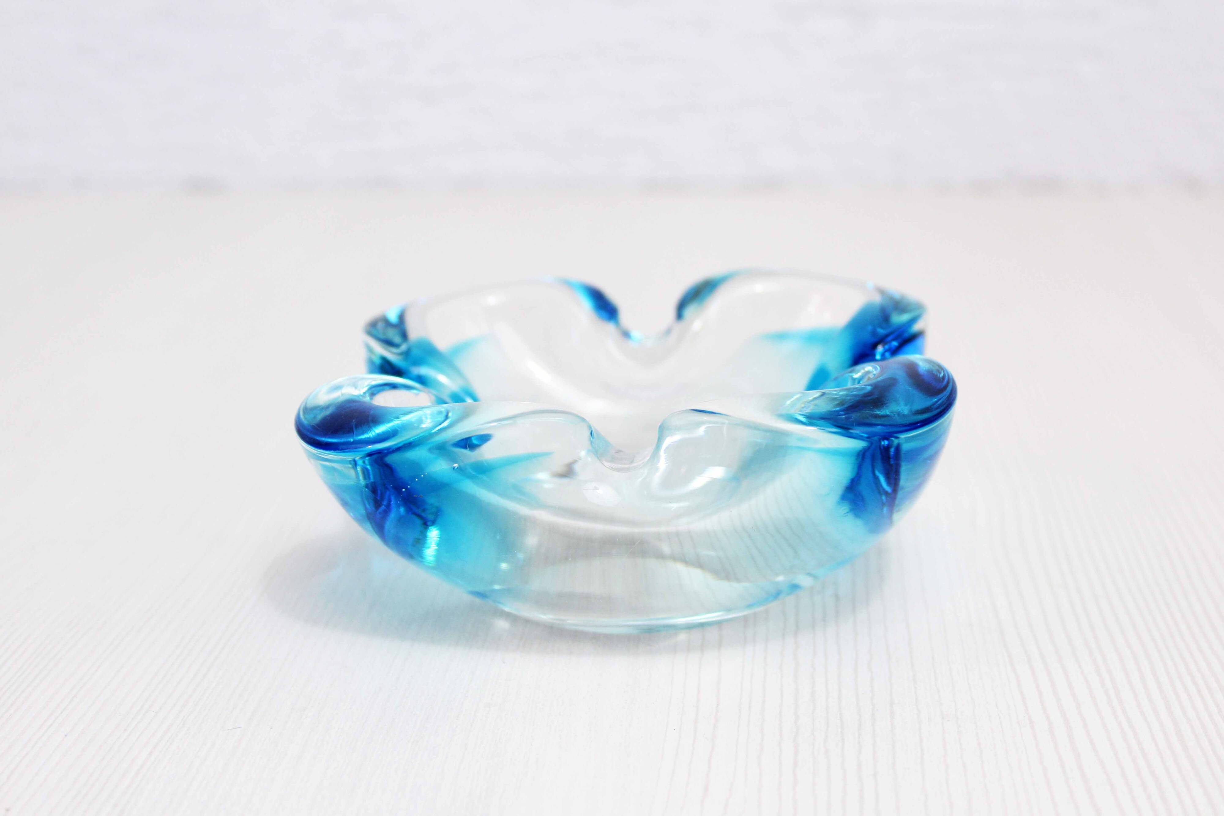 Blue Murano glass ashtray