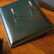 Vintage 7 Piece Office Set from the 50s in Green Leather "Le Tanneur".