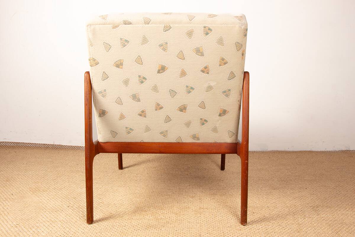 Pair of Scandinavian armchairs in teak and new fabric, 1960.