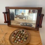 Art Deco wooden and mirror plateau