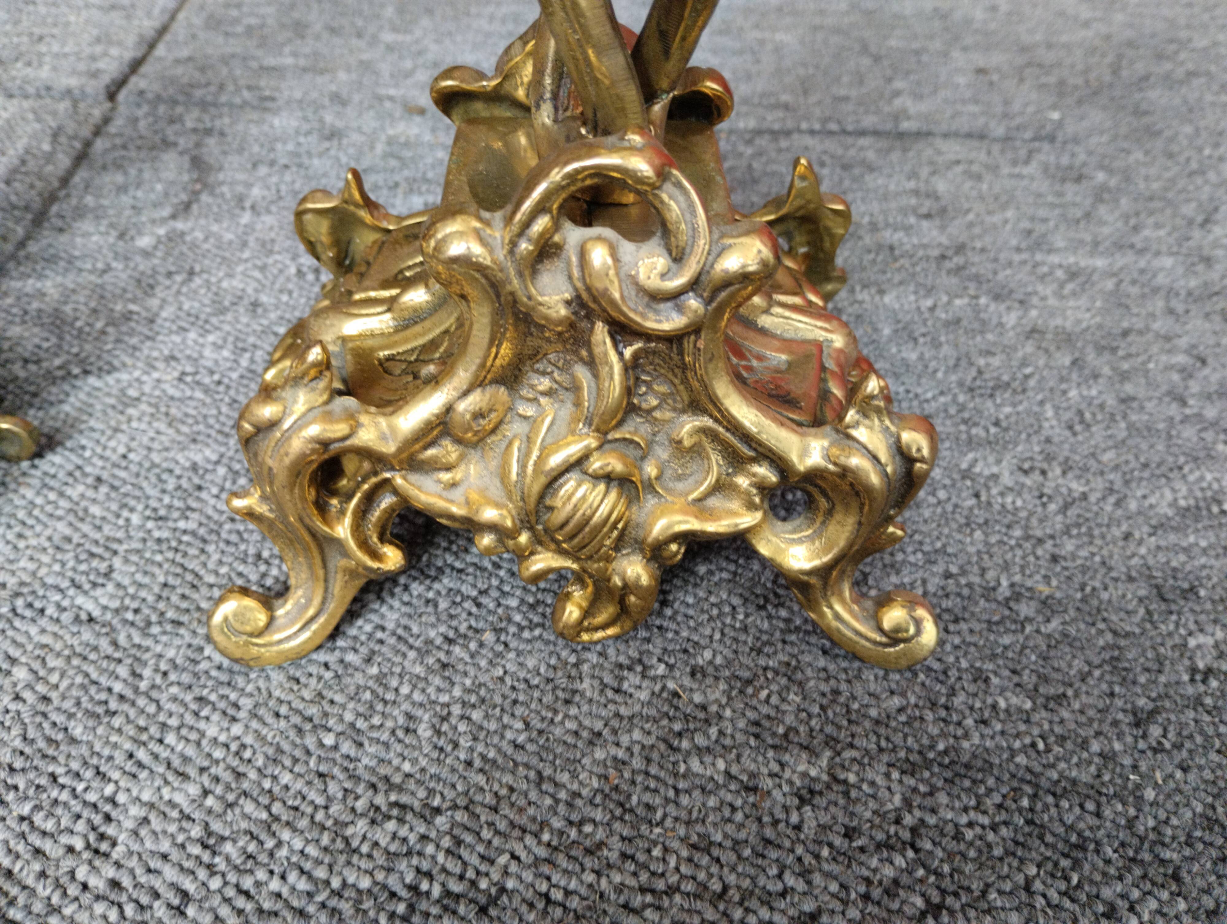 Pair of gilded bronze candelabras in Rocaille style - 4 arms of light