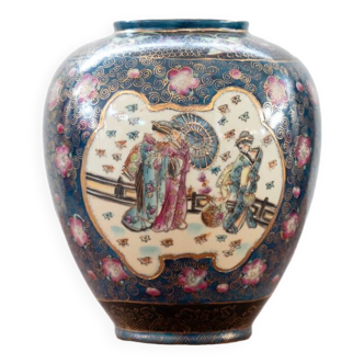 Antique Japanese porcelain vases, Meiji period, 19th century, oriental porcelain art, in