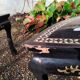 Coffee table Asian décor inlaid with vintage antique mother-of-pearl