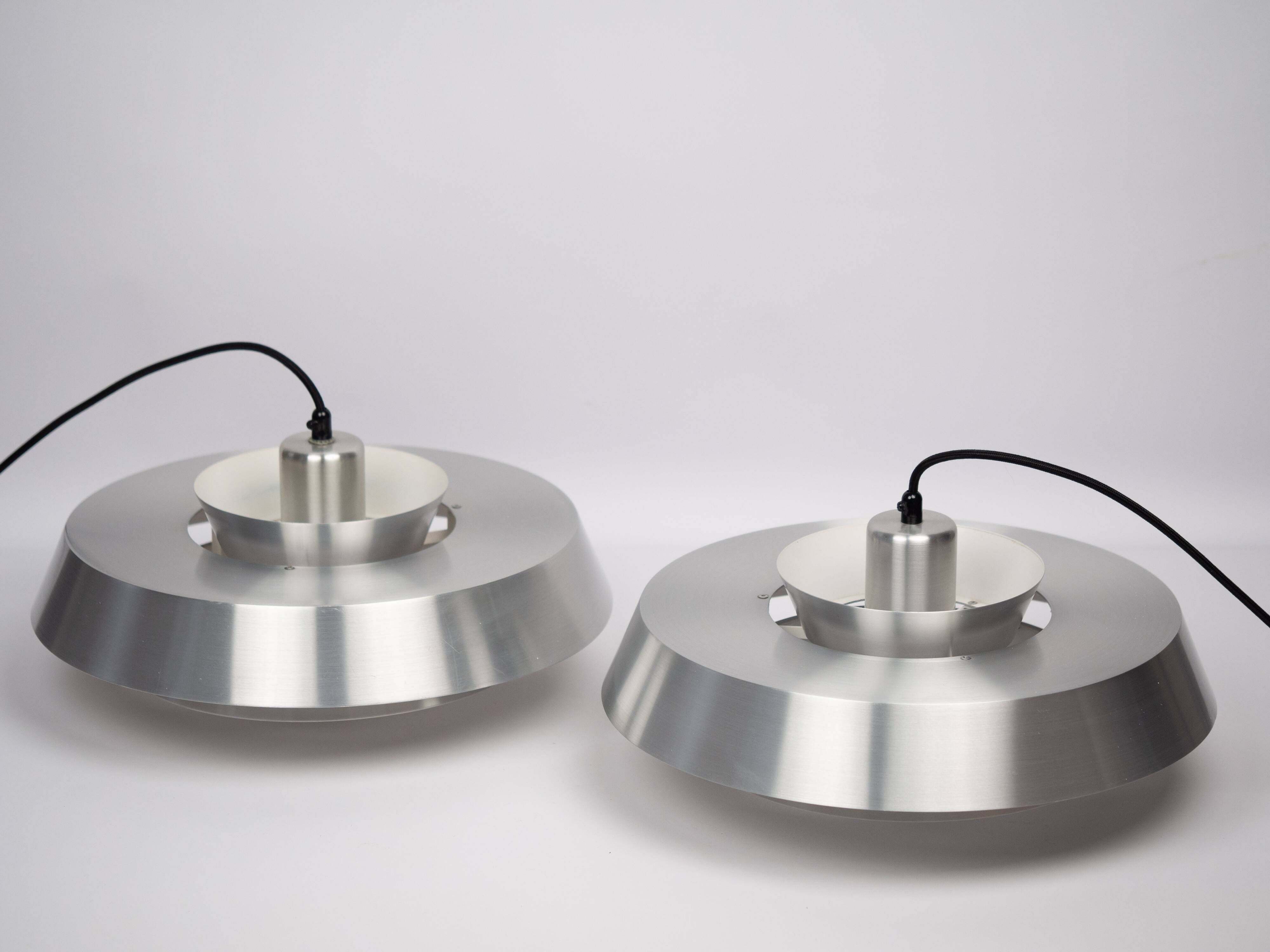 Pair of 2 Danish vintage Nova pendant lamps by Jo Hammerborg, Fog og Morup