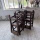 Set of 4 Savoyard pine folk art chairs from the 1950s.