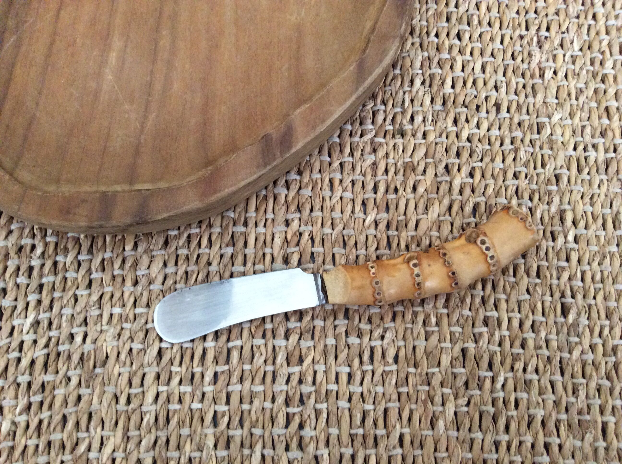 Wooden butter dish and knife