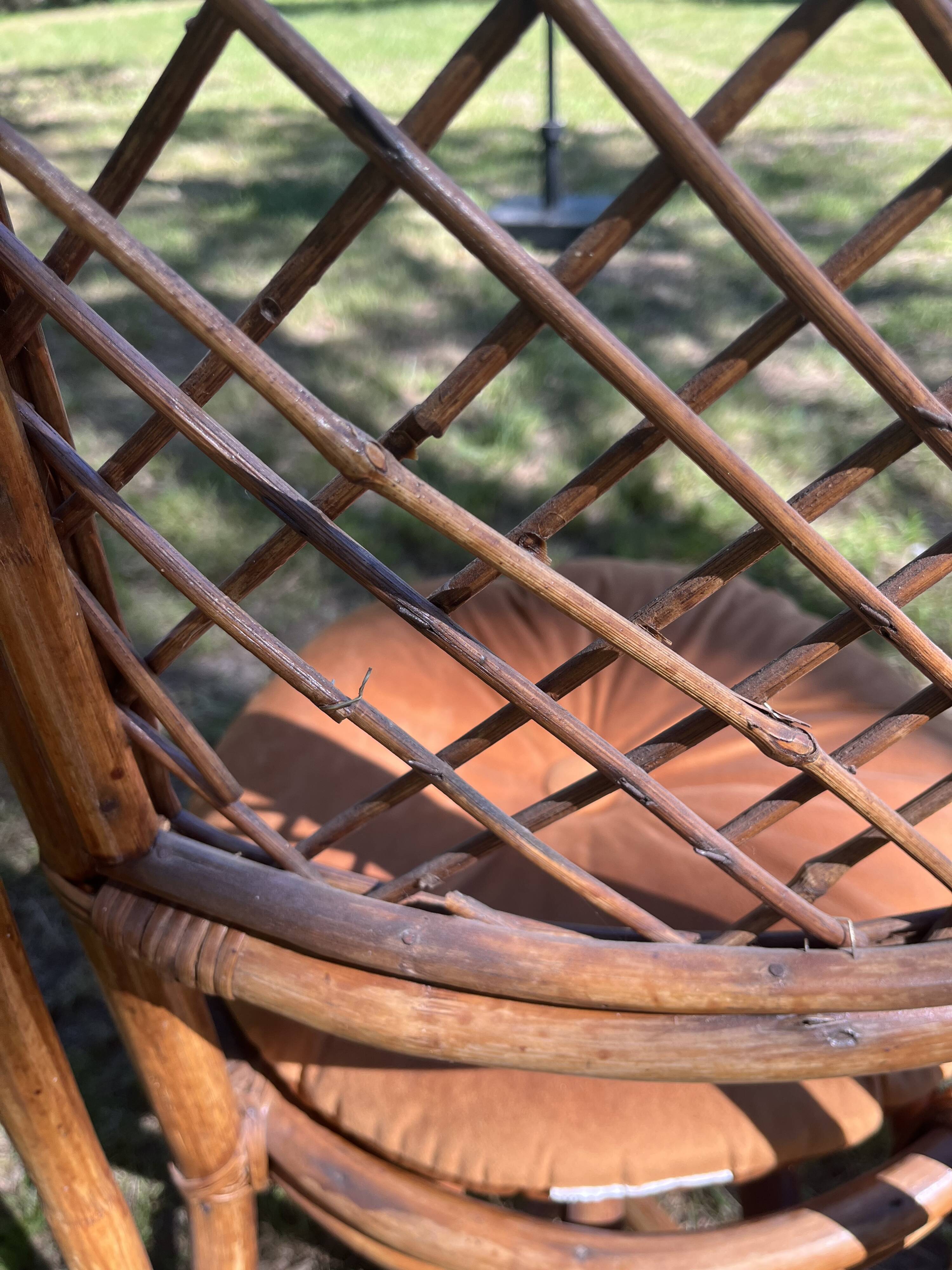 4 chaises vintage en rotin et bambou