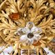 Large gilt Italian ceiling lamp from the 1960s by Banci Firenze with 9 sock