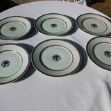 6 Flat plates in Limoges porcelain Raynaud Jumièges Vieux Rouen D24.5cm