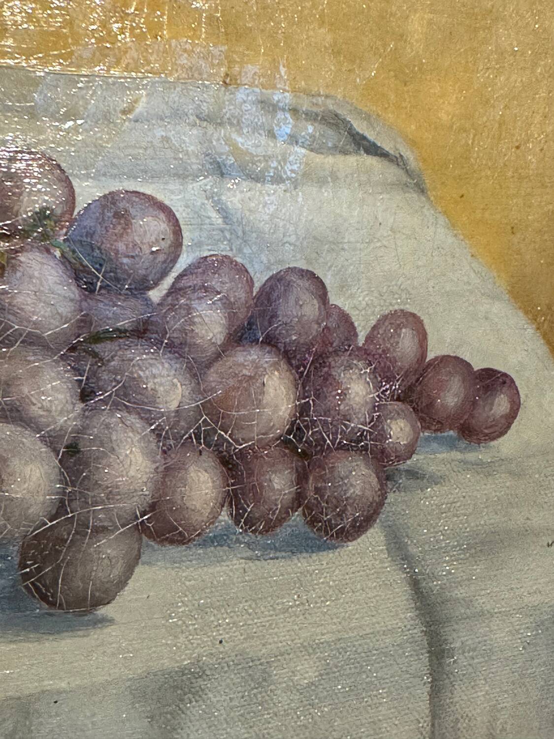 Old painting, Still life or roses and fruits, early 20th century