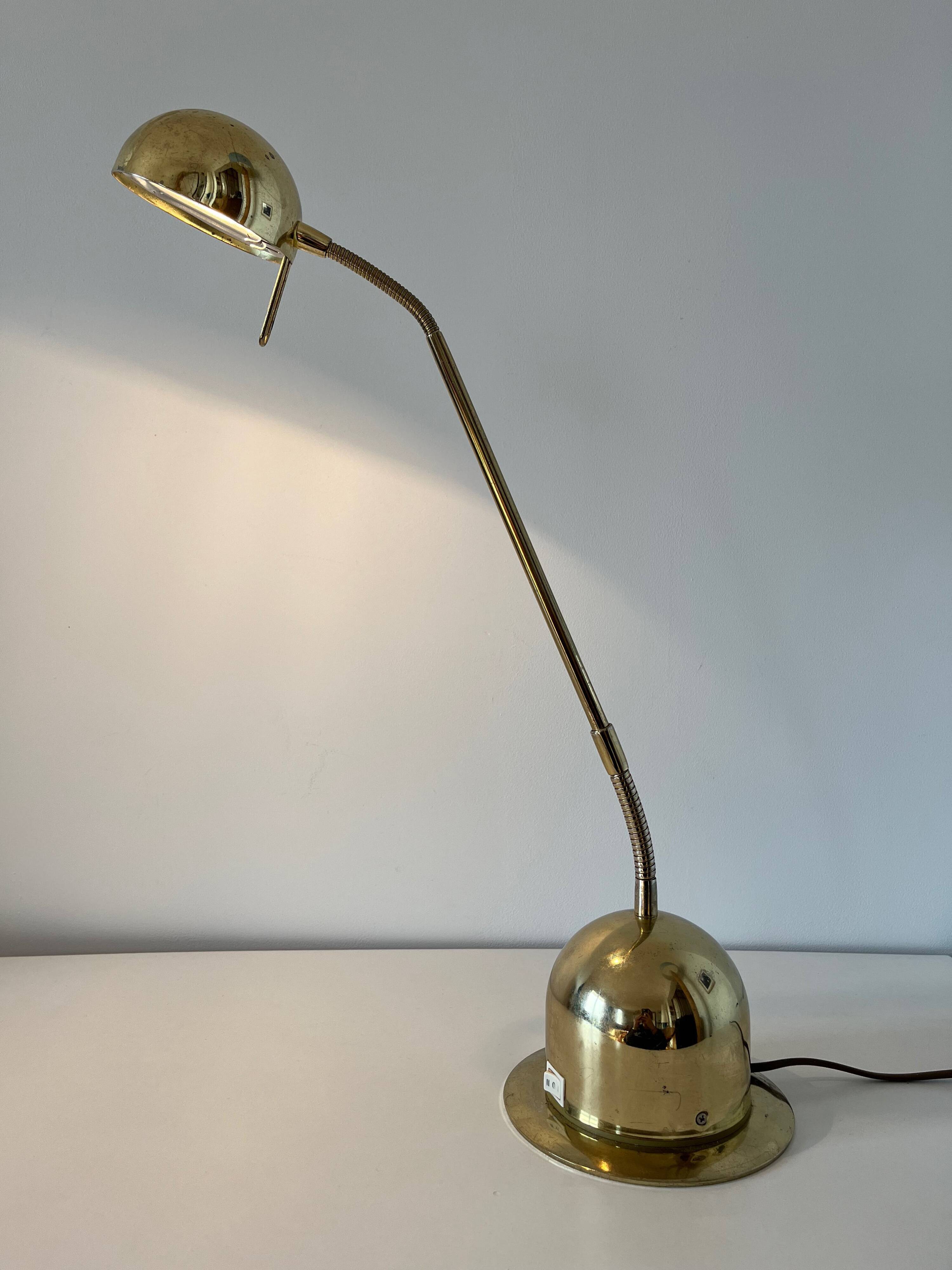 1980s brass articulated desk lamp