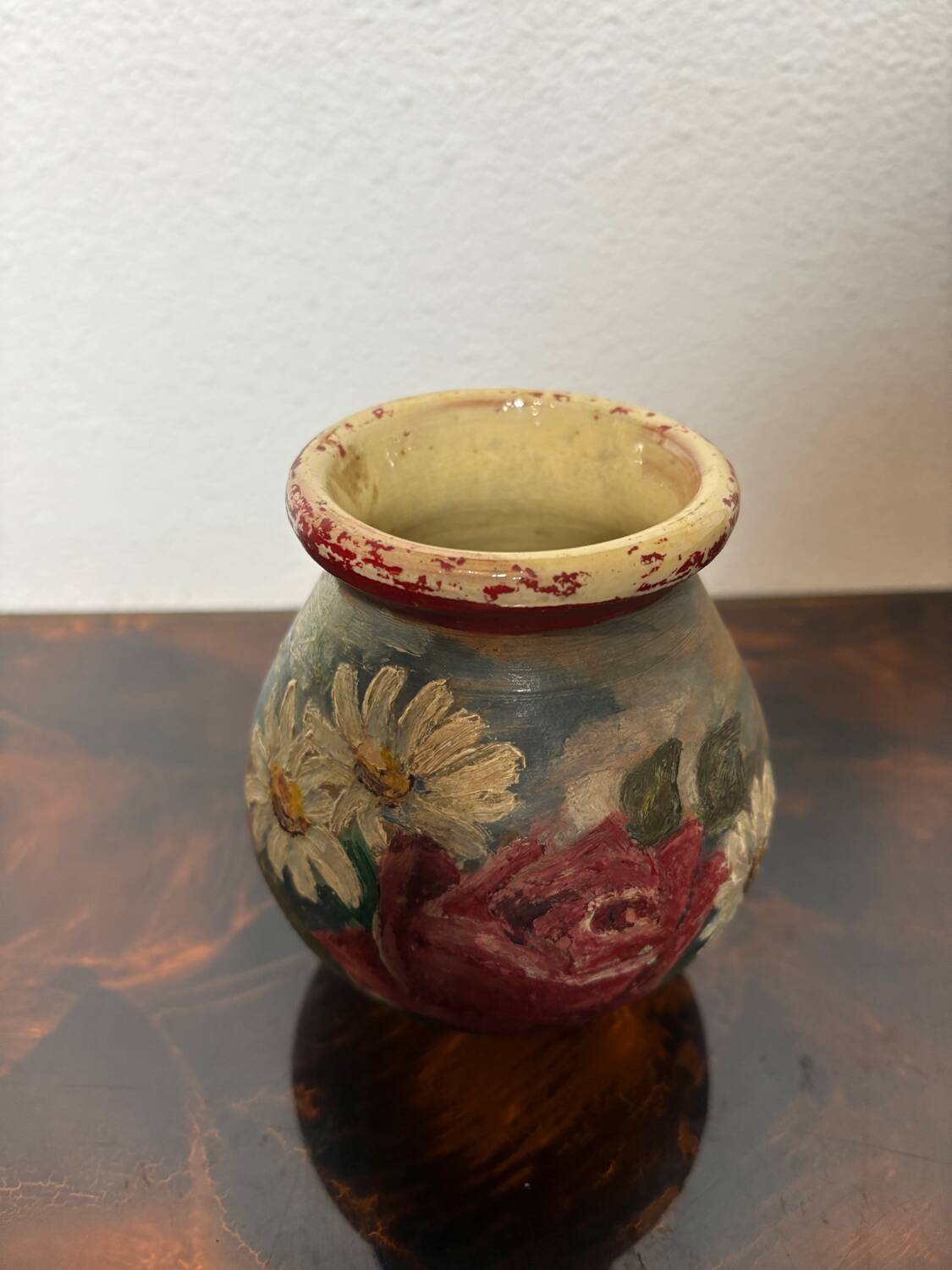 Small grease pot, foie gras pot, confit in painted glazed terracotta