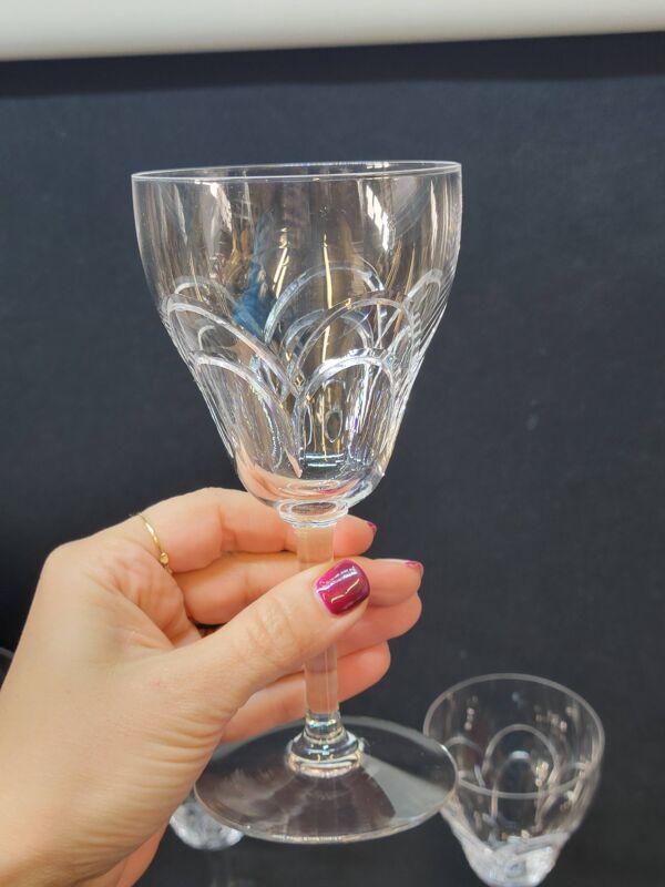10 anciens verres a eau en cristal taillé art déco saint louis / baccarat