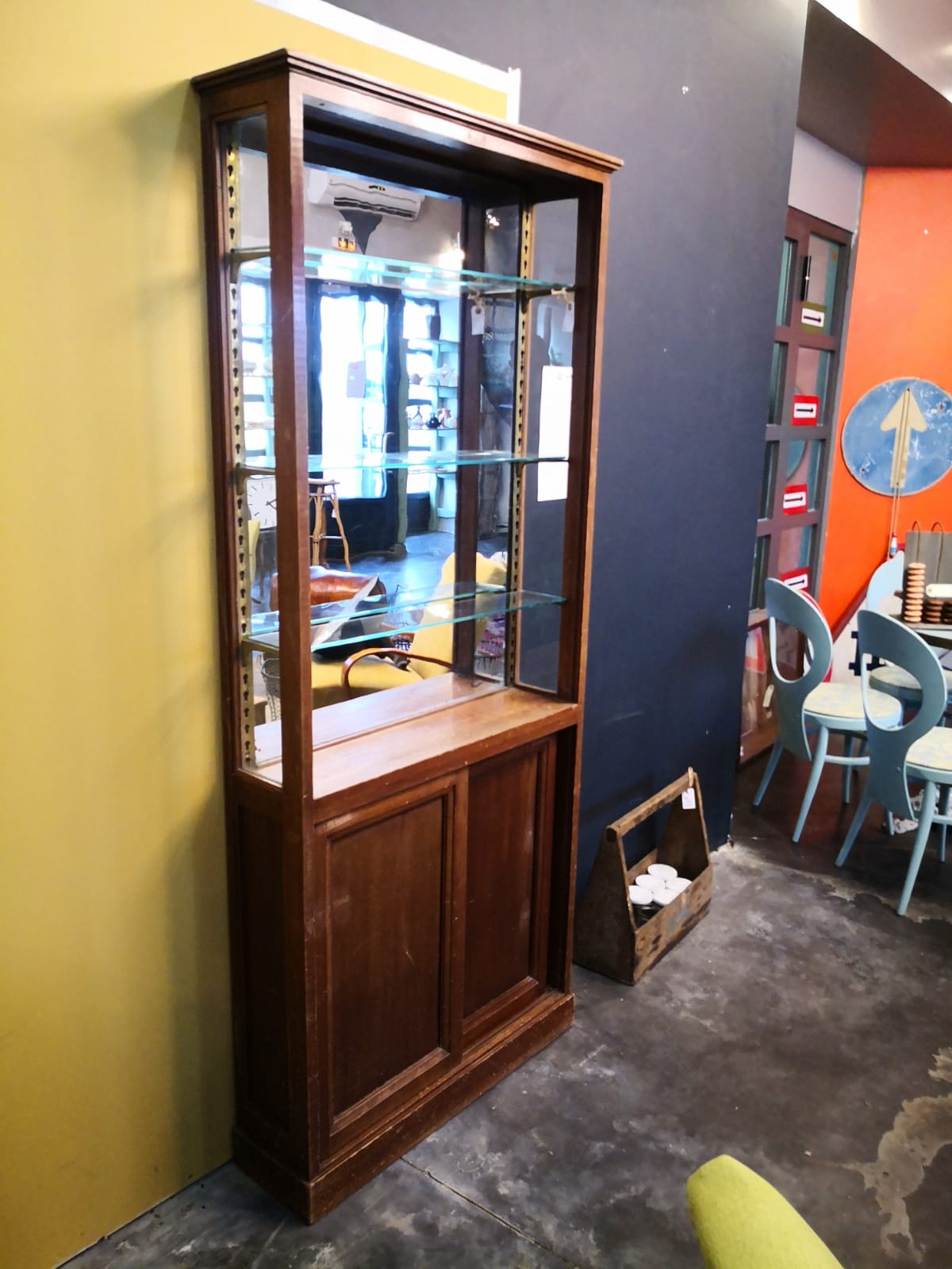 Wood and Art Deco glass showcase