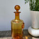 Amber blown and bubbled glass bottle / Biot style signed