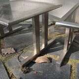 Vintage smoked glass and brushed chrome table 1960