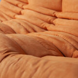Set of 3 togo sofas in orange fabric model designed by Michel Ducaroy 1973