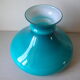 Old lampshade in opaline glass turquoise blue duck38 cm