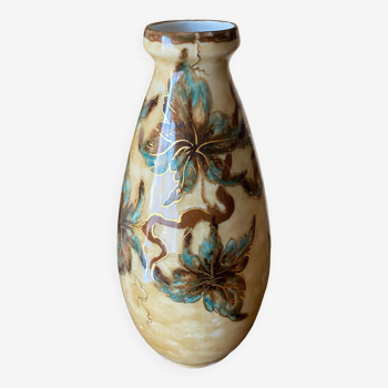 Vase Camille Tharaud Porcelaine Limoges - Decoration of vine leaves Height 29 cm