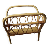 Vintage bamboo and rattan magazine rack from the 70s