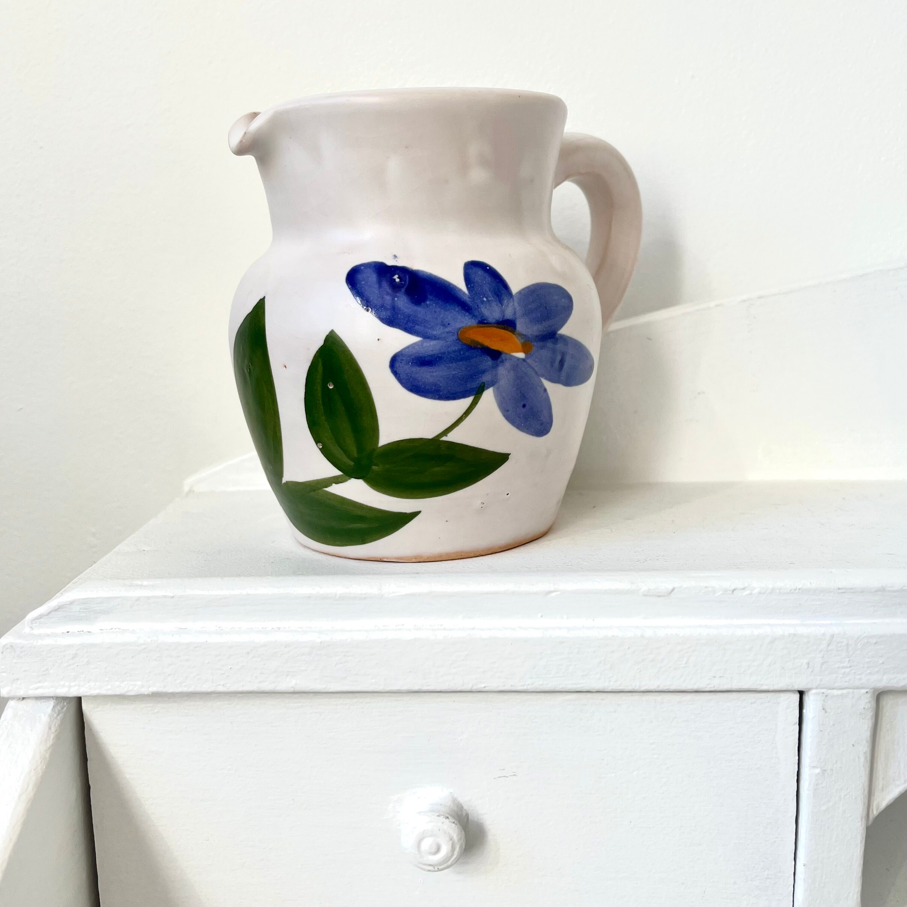 Milk jug vintage flowers