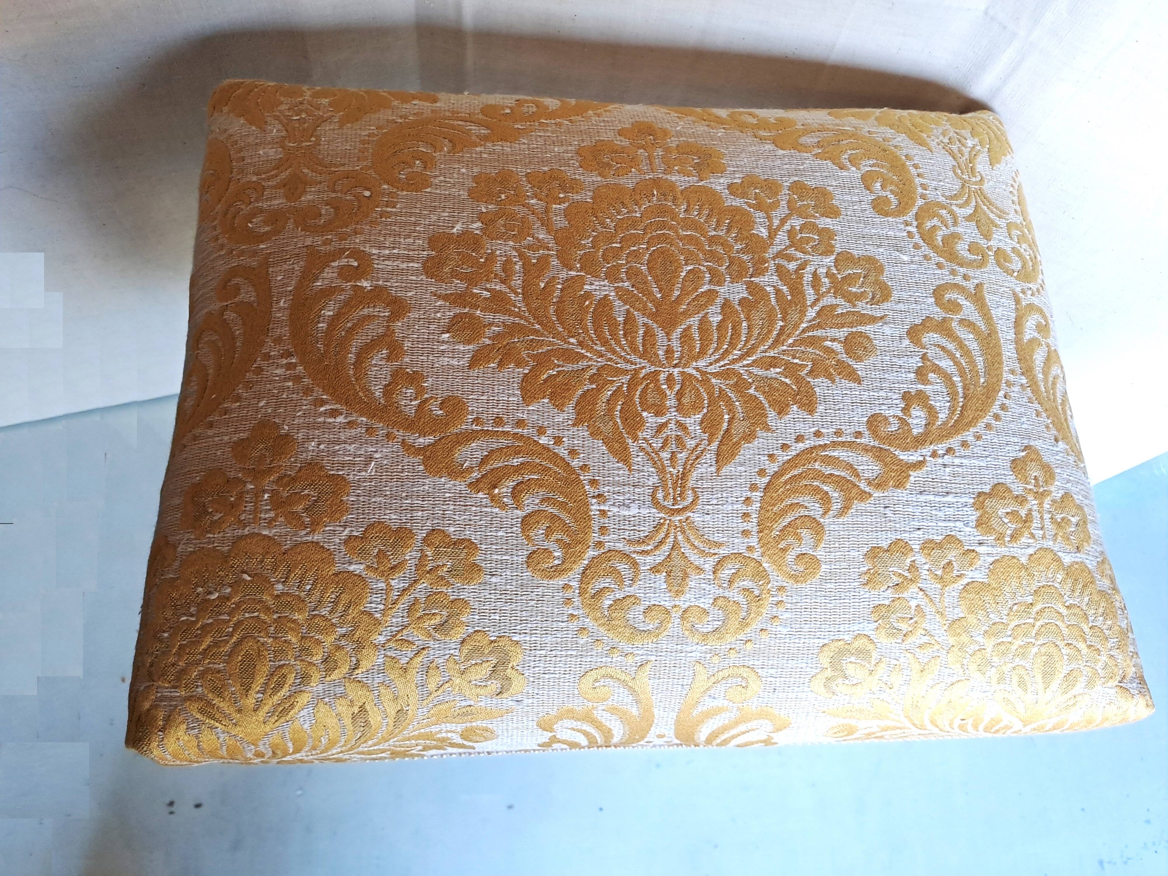 Piano stool in gold wood, Empire style, 19th century upholstery restoration