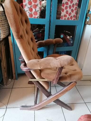 Relax armchair velvet chesterfield brown vintage 70s