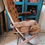 Relax armchair velvet chesterfield brown vintage 70s