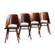Set of 4 Dining Chairs by Radomir Hofman for TON, Model 514, Beech Veneer