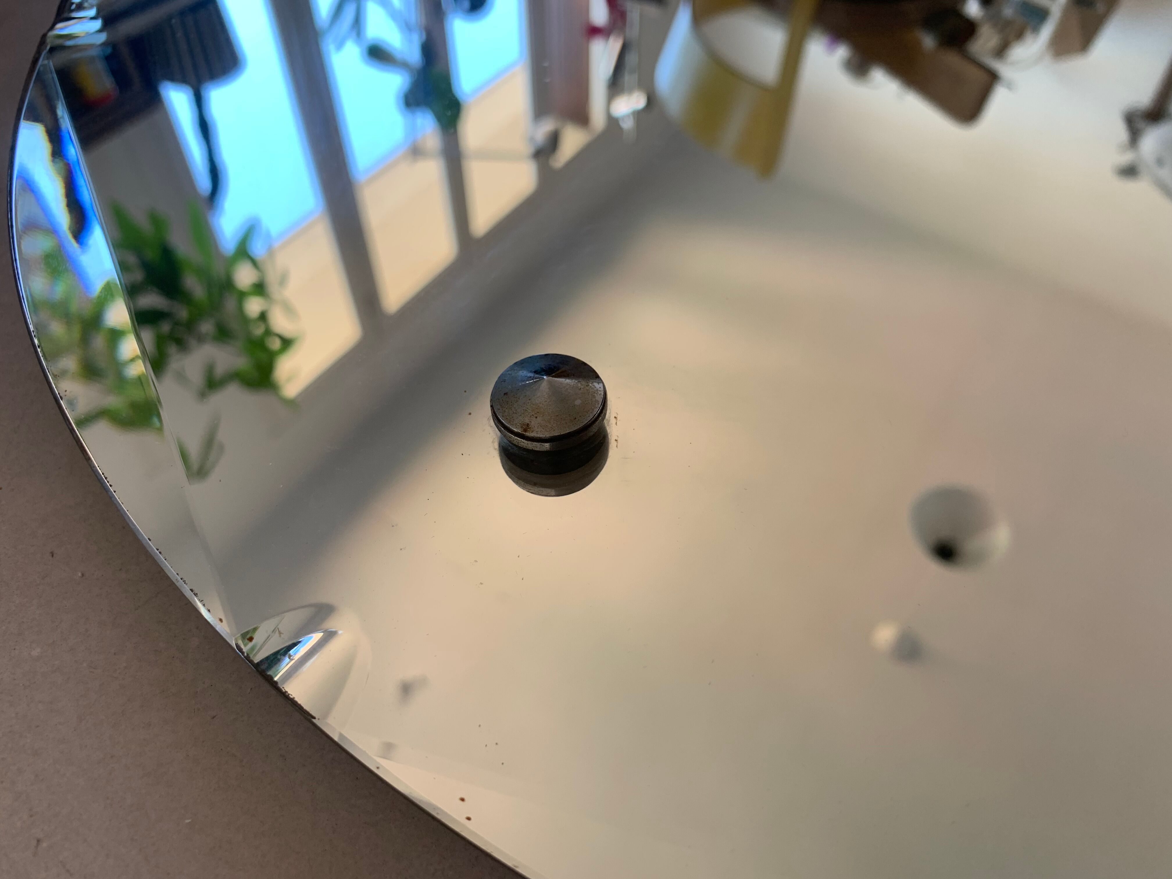 Old beveled round mirror 60cm