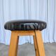 Vintage Wooden Bar Stool: Black Leather Seat, Mid-Century Bistro Style