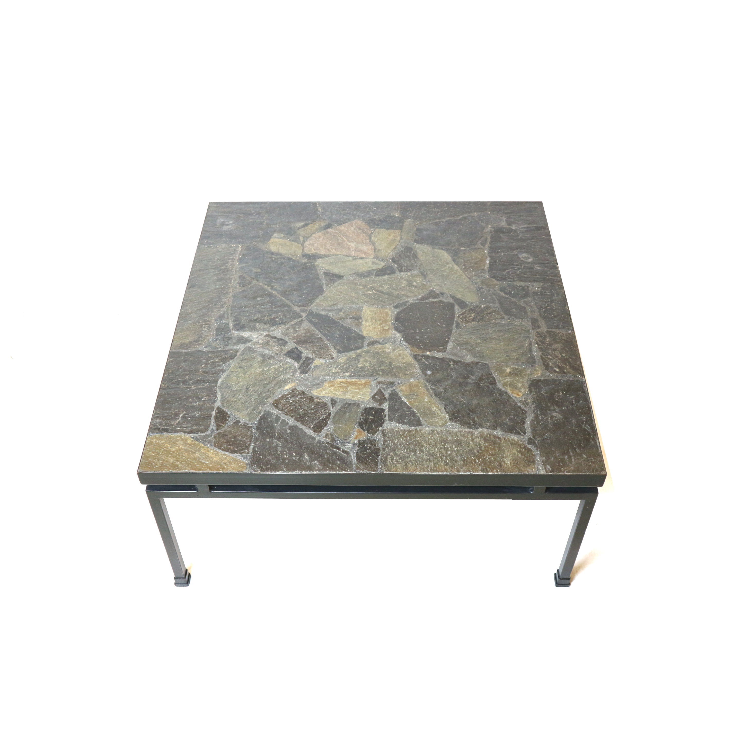 Vintage brutalist coffee table in slate in the style of P. Kingma, made in the 1970s.
