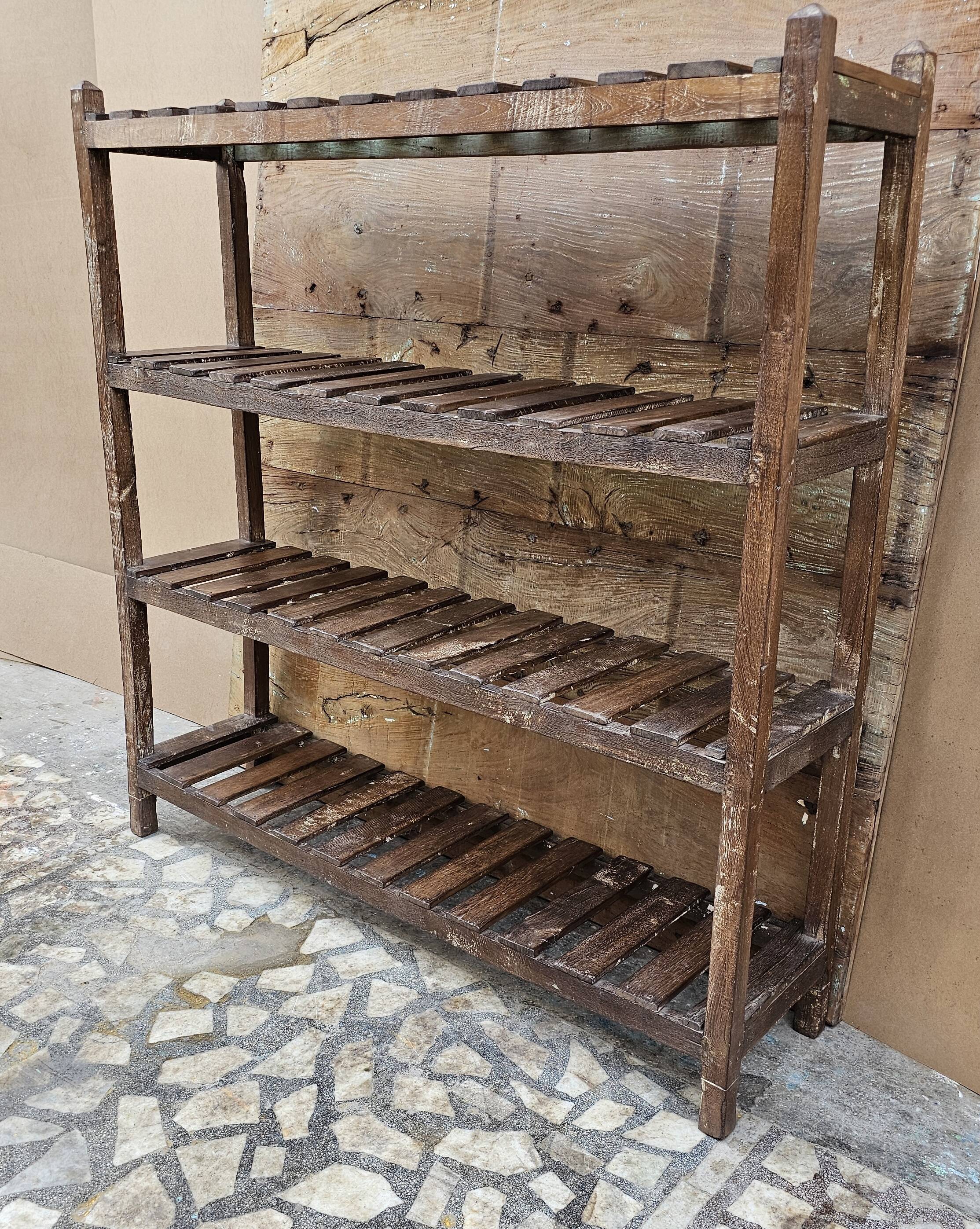 Antique Burmese teak workshop rack - shelf