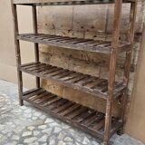 Ancien rack - étagère d'atelier en teck birman