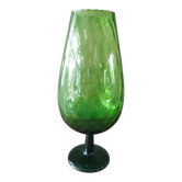Grand vase forme verre années 60,vert.